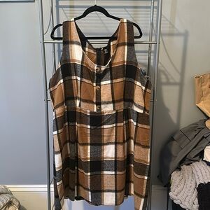 Shein Celure Plus Plaid Pattern Fold Pleated Hem Dress (size 20) 4 XL